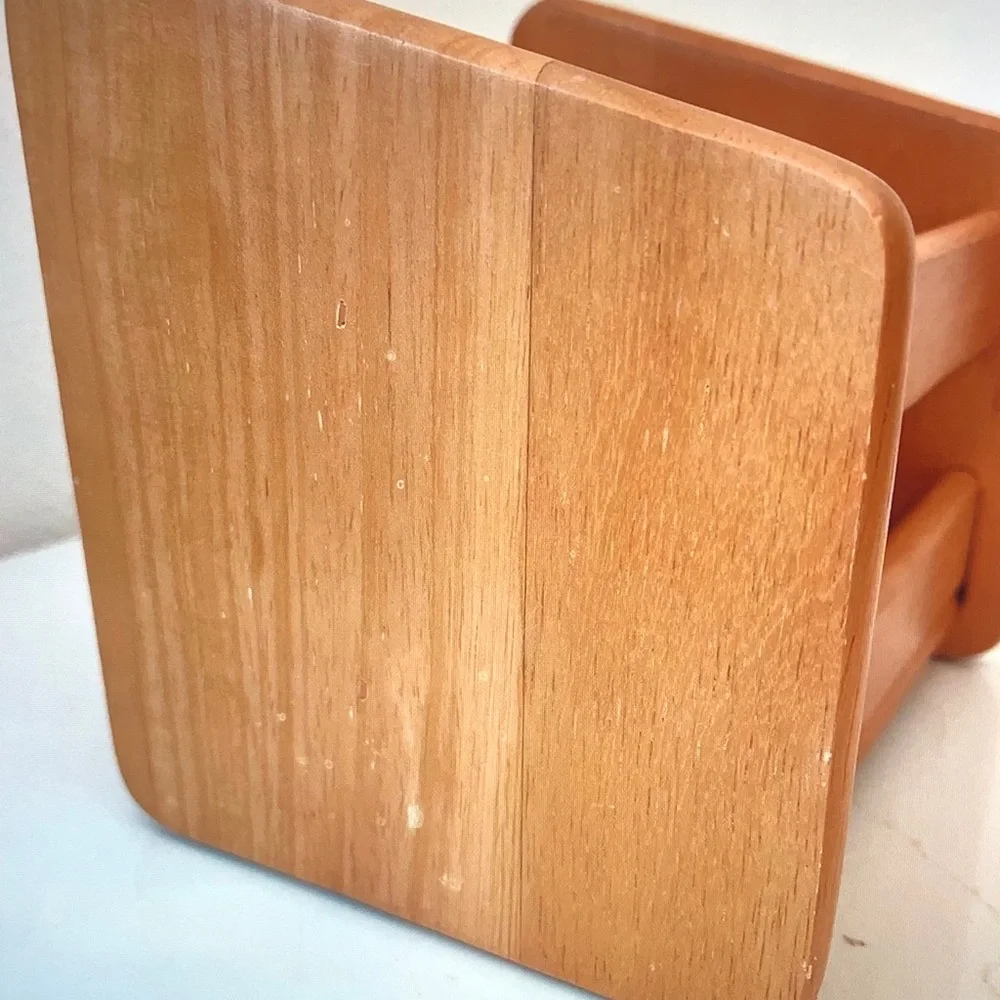 Three-Compartment Wooden Mail & Stationery Caddy - Light Honey Wood